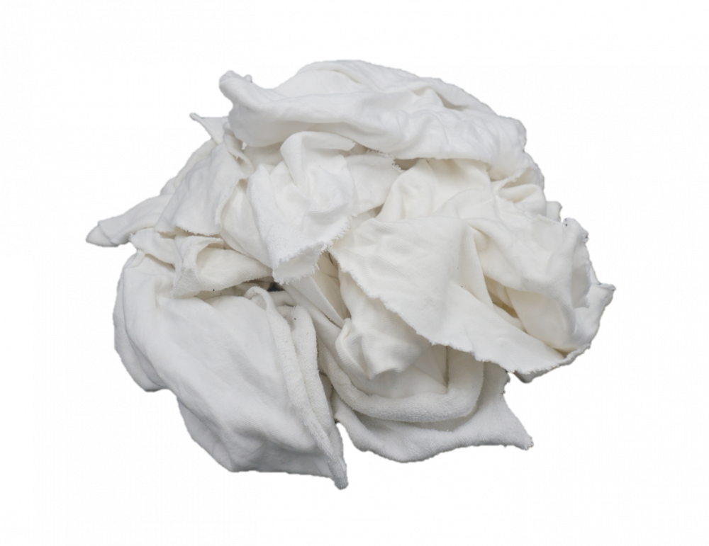 New White Washed French Terry Knit Rags - 50 LB Box