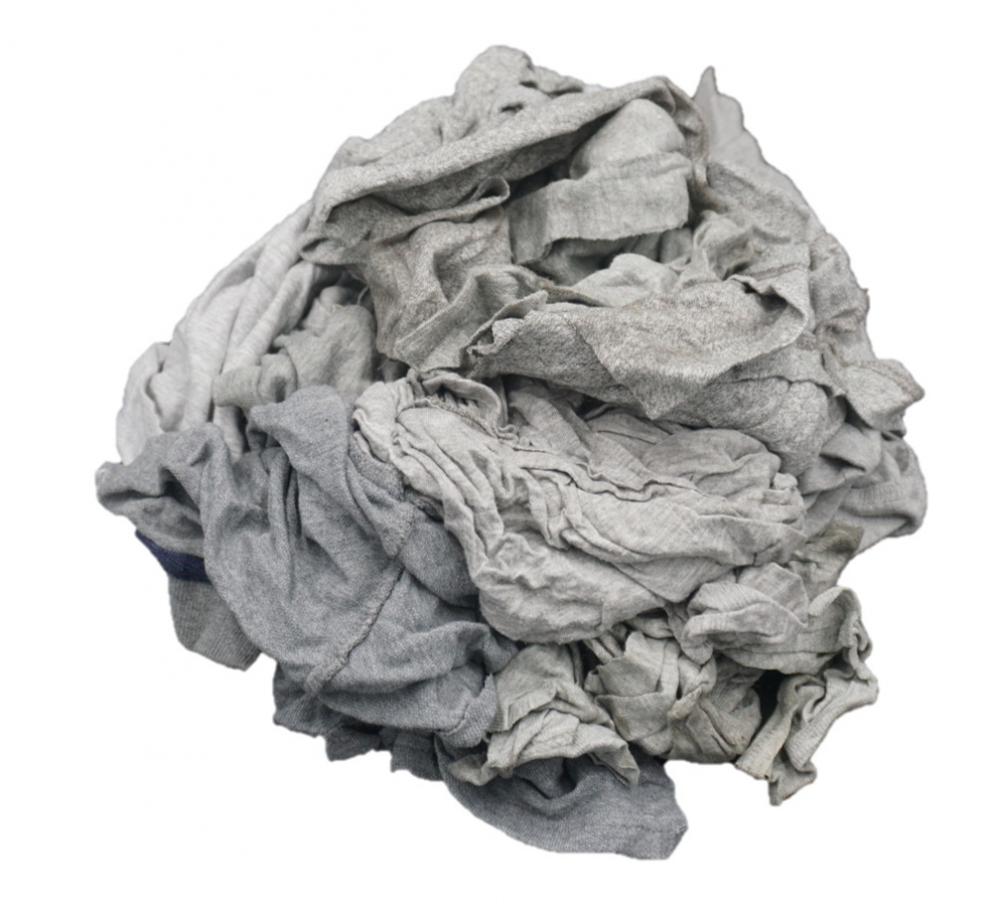 Gray Cotton T-Shirt Recycled Rags - 50 LB Box