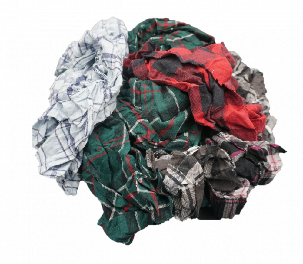 Colored Flannel Recycled Rags - 50 LB Box