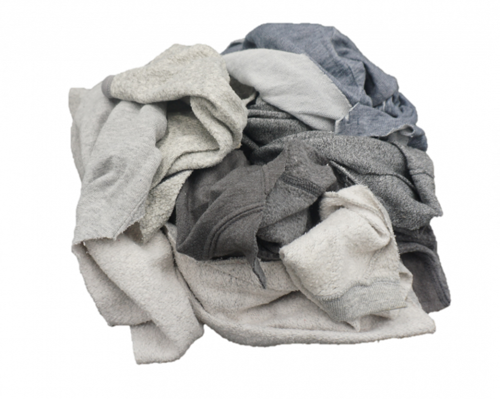 Gray Sweatshirt Recycled Rags - 50 LB Box
