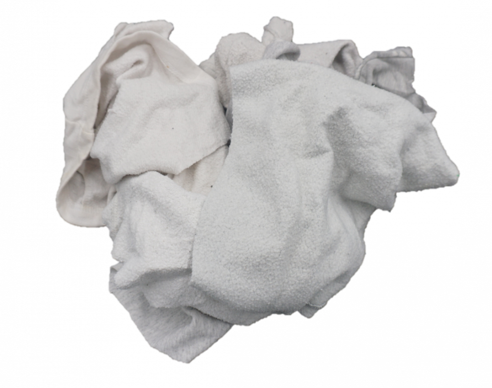 White Sweatshirt Recycled Rags - 50 LB Box