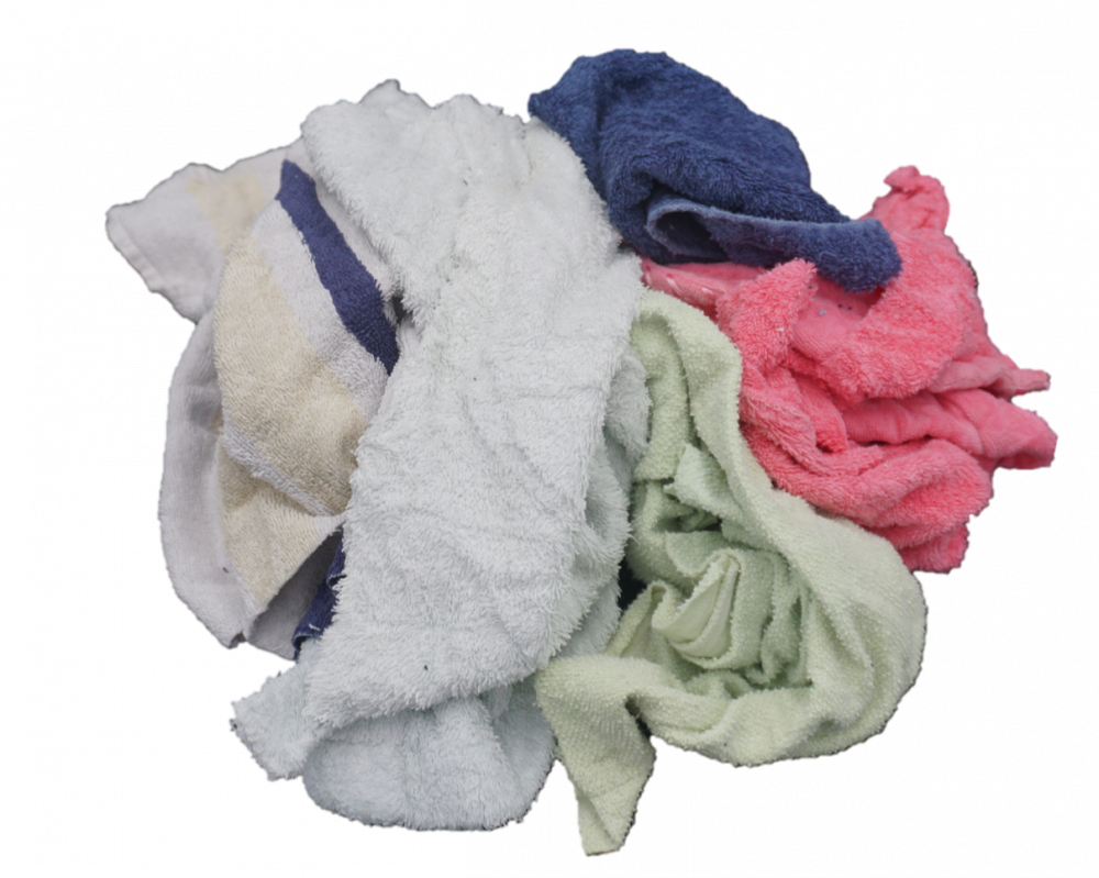 Colored Terrycloth Recycled Towels - 50 LB Box