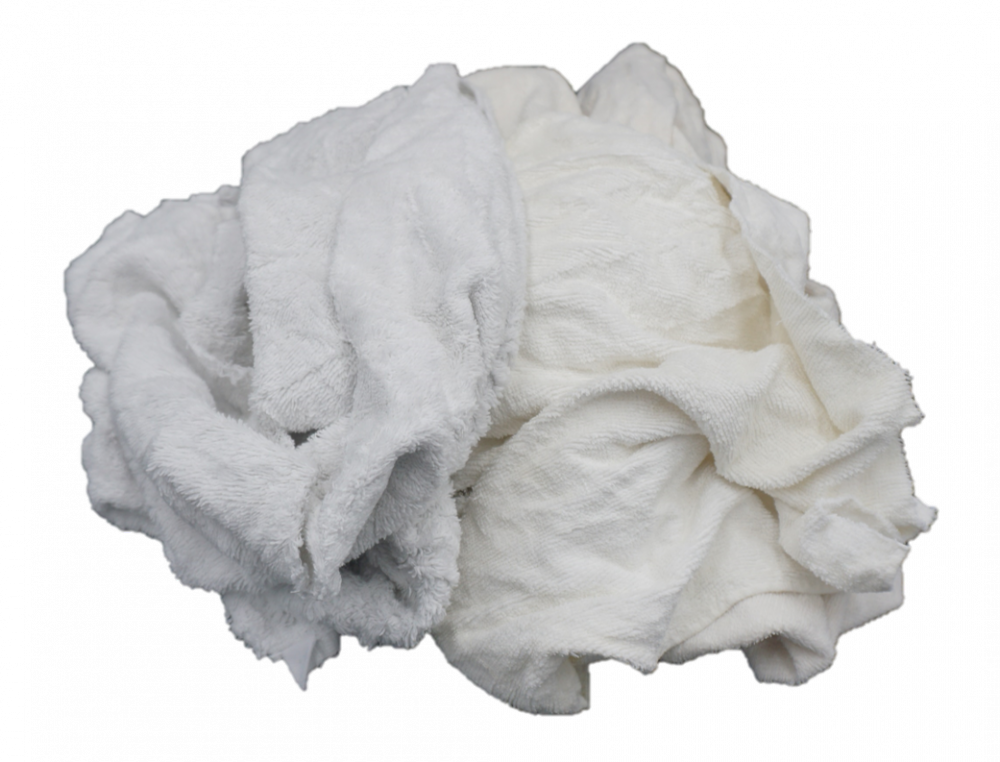 White Terrycloth Recycled Towels - 50 LB Box