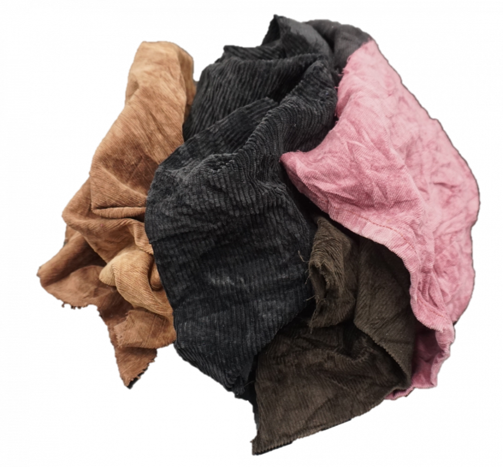 Colored Corduroy Recycled Rags - 50 LB Box