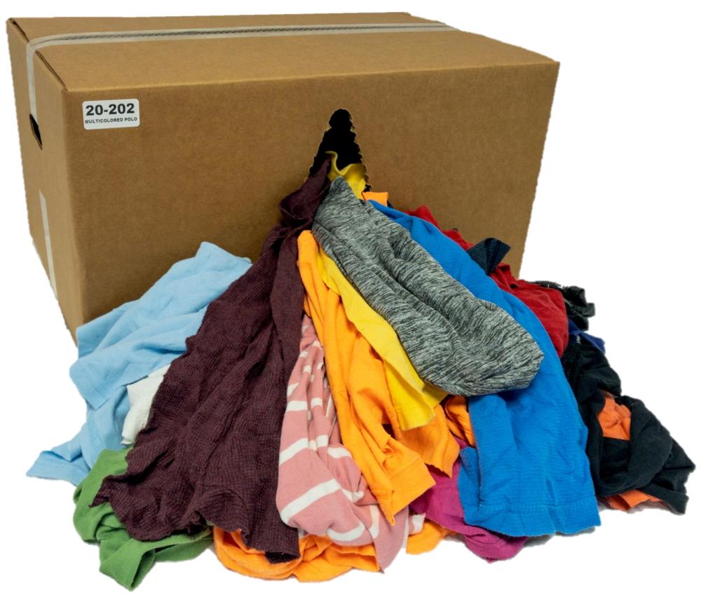 50 lbs Colored Recycled T-Shirt Rags 2-25lb Compressed Bags 