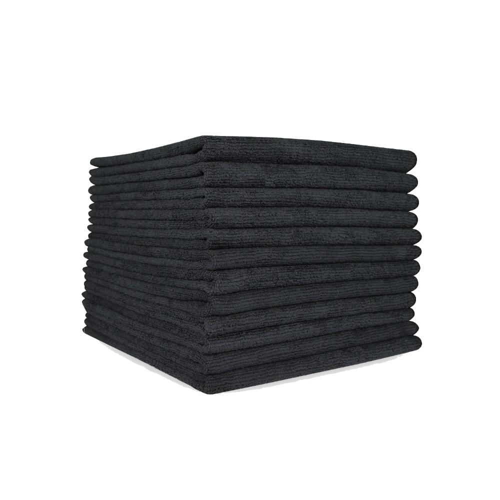 Black Microfiber Towel - 16 x 16 - 45 Gram : AM915101 Black